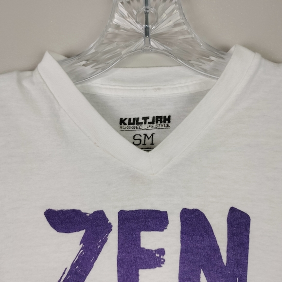 Kult Jam 100% Cotton Unisex Zen Thug Life Graphic V Neck Sz. Sm - Picture 2 of 5